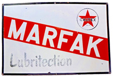 RARE Vintage CALTEX MARFAK Lubritection Gas Oil Porcelain Enamel Sign 36x24