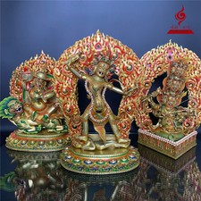 14'' Tibet Nepal Nyingma 3 Protector Ekajati Rahula Buddha Bronze Statue picture