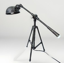 Harkness Silver Tripod Spotlight Lamp – Industrial Modern, Works, Military picture