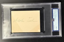 Nikola Tesla Rare History Signed Full Autograph PSA/DNA COA Slab Cut Card Mint 9 picture