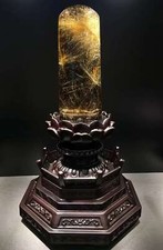 7LB Rare Top Natural Gold Rutile Quartz Crystal Mineral Specimen Reiki Decor picture