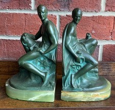 antique Austrian  Bronze  bookends,  Sc Bruno Zach,  c. 1915, B Altman Co, rare picture