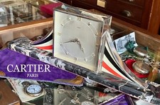 CARTIER Paris ART DECO 8 Day Desk Clock Sterling Silver ENAMELING 1930 picture