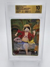 BGS 10 PRISTINE One Piece Monkey.D.Luffy Museum Paris Exhibition Visitor OP13-001 picture