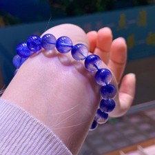 AAA Grade Blue Dumortierite Stretch Bracelet Rare Natural Gemstone Energy Beads picture