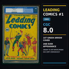 LEADING COMICS #1 CGC 8.0 1ST GREEN ARROW COVER 2nd EVER APP #0056461017 picture
