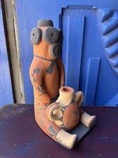 Mudhead Figurine Pottery Brown Red Jemez New Mexico Clifford Kim Fragua l40 picture