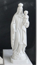 Nice Carved Marble Statue of Mary w/ Child, Our Lady of Mount Carmel, 32