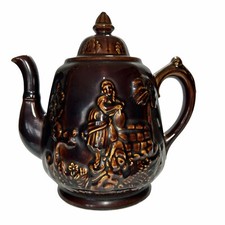 Vintage 60s Rockingham Harker 1840 Rebekah Rebecca At The Well Brown Teapot picture