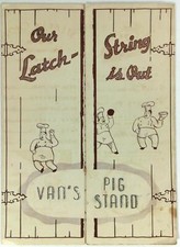 1930's Original Menu VAN'S PIG STAND Restaurant Oklahoma picture