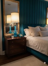 Antq French Neoclassical Blue Opaline Uranium Lamp 38