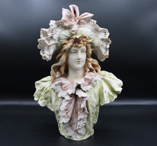 Austrian Turn Teplitz Bohemian Porcelain RSTK Art Nouveau Bust of a Woman 11.25
