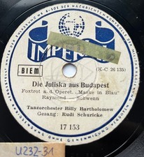 BILLY BARTHOLOMEW + RUDI SCHURICKE The Juliska from Budapest / Yes the Tempra 78rpm picture