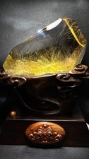 16.6lb BEST TOP Natural Rutilated Quartz Crystal Specimen Reiki Decor + stand picture