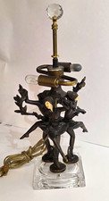JB Hirsh 1930s Antique 3 Harlequin Pixie Art Deco Bronze Lamp (Extremely Rare) picture