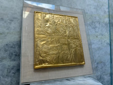 1976 Metropolitan Museum of Art MMA Egyptian King Tut Gold Plaque Shadow Box picture