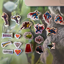 Vintage 90s Superman Vending Machine Sticker Confetti Glitter Prism picture