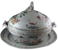 Antique 18thC Doccia Ginori Porcelain Lidded Tureen & Platter Porzellan Terrine picture