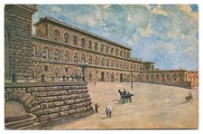 ANTQ Florence Italy Palazzo Pitti Postcard King Victor Emmanuel III Stamps picture