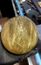 3.8LB AAAAA Natural Rutilated Quartz Sphere Titanium Crystal Ball Reiki Healing picture