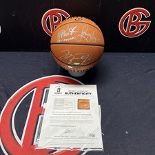 Michael Jordan Larry Bird Magic Johnson Signed Autographed Basketball UDA BAS picture