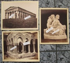 ITALY SICILY 3 large antique photos 1870/1880's Tempio MONREALE PALERMO Sicilia picture