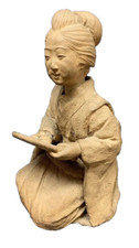 VTG Signed Japanese Terracotta Woman Traditional Dress Wiping Slate 7