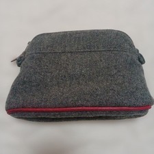 Hermès Gray Wool Pouch with Red Piping Compact Design picture