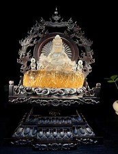 4.8LB Top Museum level Natural golden rutile Quartz the god of wealth God+base picture