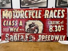 Santa Fe Speedway Circa 1950's Vintage Wooden Sign, Original and Untouched picture