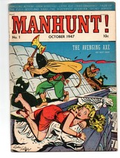 MANHUNT #1 (1947) - GRADE 4.0 - MAGAZINE ENTERPRISES GOLDEN AGE GARDNER FOX picture