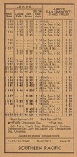 1937 SP Southern Pacific Railroad schedule card - San Francisco-Millbrae picture