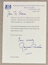 Prime Minister The Lady Margaret Thatcher Original Autographed Signed Letter picture
