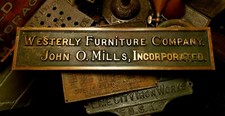 1910's Antique Westerly R.I Furniture Company High St John Olcott Mills Plaque  picture