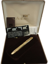 Montblanc Meisterstuck Solitaire 18 Kt Solid Gold Fountain Pen Fine Nib New picture