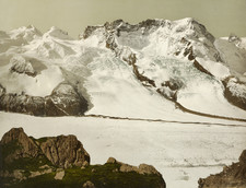 P.Z Photochrom Zurich, Castor, Pollux, Breithorn, Gorner Glacier vintage phot picture
