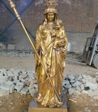 Bronze Cast Religious Church Statue of Mary, The Blessed Mother with Child, BJ74 picture