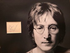 JOHN LENNON Signed 14x11 Photo Display THE BEATLES COA picture