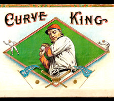 RARE- 1909 MLB Christy Mathewson Baseball Curve King Cigar Box Label LID SR.L.Ck picture