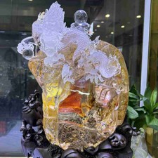 72.7LB Rare Top Natural Red Fire Quartz Dragon Carved Quartz Crystal decor picture