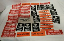 Lot of Vintage CHEVRON Unleaded Supreme EMERGENCY PUMP SHUT OFF Label STICKERS picture
