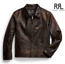 Rrl Leather Jacket Polo Florentine Double Earl M picture