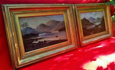 LOCH LOMOND vtg town scotland village antique maritime art steamboat painting picture