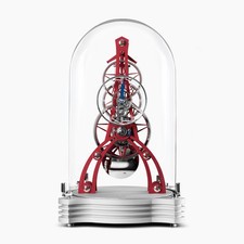 Luxury German Pendulum Table Clock - Skeleton Brass - Weekly Wind - Red picture