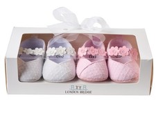 Maison Chic Flowered Dress Shoe Gift Set White and Pink picture