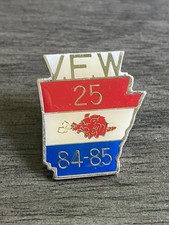 1984 1985 Arkansas VFW 25 Year Lapel Pin Enamel Razorback Veterans Foreign War picture