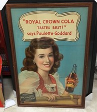 ORIGINAL VTG 1942 ROYAL CROWN COLA ADVERTISING POSTER PAULETTE GODDARD Store  picture