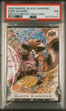 2020 UD MARVEL BLACK DIAMOND SKETCH CARDS ROCKET RACCOON EDDE WAGNER PSA 7 picture