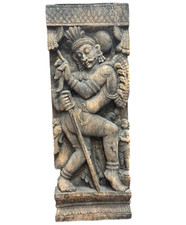 Antique Hand Carved Wood Temple Fragment of Veeran, South India E. 19th C. picture