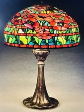 BEAUTIFUL ORIGINAL STUDIOS ORIENTAL POPPY LEADED GLASS TABLE LAMP picture